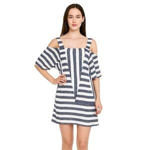 Soft Surroundings Black and White Dolman Sleeve Linen Blend Sundress Size L